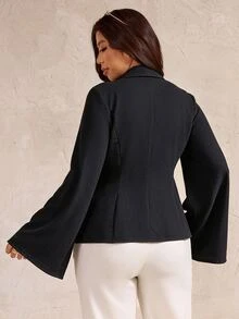 Elegantrix Blus Wanita Ukuran Besar Musim Gugur/Dingin, Bahan 100% Katun, Potongan Slim Fit, Hiasan Renda, Patchwork, Cocok untuk Perjalanan Sehari-hari - Hitam - View 2