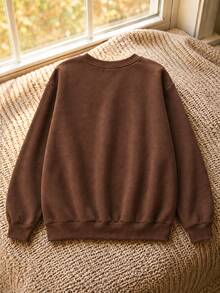 Resyla 女款圓領蝴蝶刺繡時尚休閒運動衫 - 棕色 - 查看 2