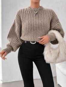 SHEIN Tall Plus Paperbag Waist Knot Front Wide Leg Pants, Tall Women Everyday Travel Grey Fall Minimalist Casual City Break Vacation - Beige - View 4