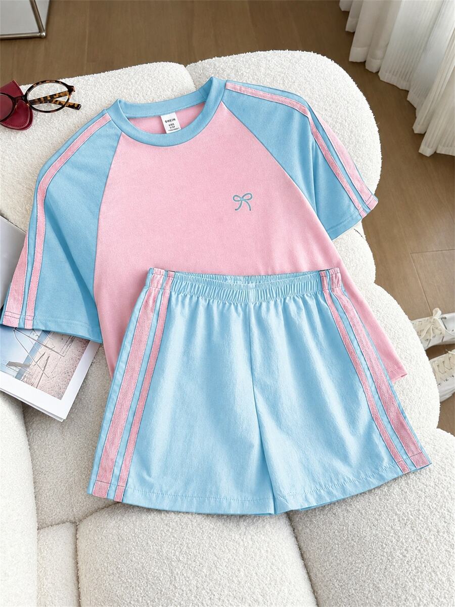 Elladie kids Girls Casual Back To School Summer Short Sleeve Tee Young - Blue - View 1
