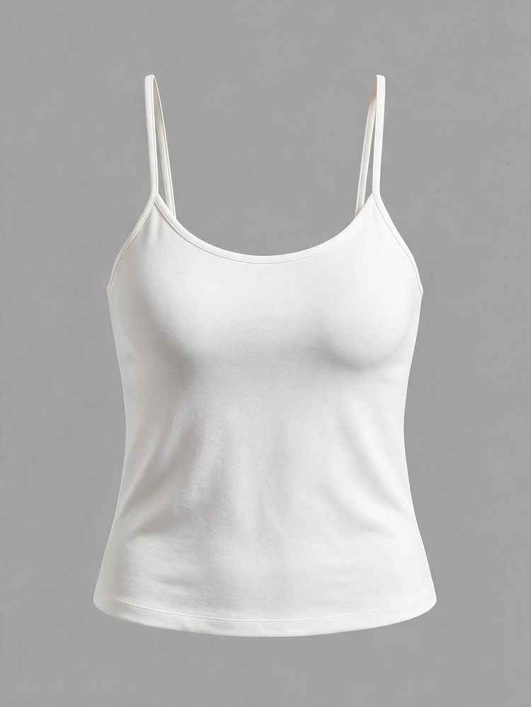 SHEIN BASICS Women's Solid Color Minimalist Versatile Camisole Tank Top For Daily Wear - White - View 6