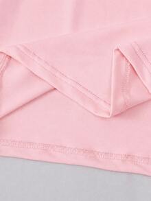 Teen Girl Solid Color Crew Neck Long Sleeve T-Shirt And Wide Leg Pants Casual Baggy Set Birthday Party Pink Autumn - Pink - View 6