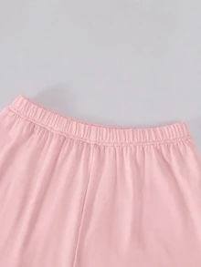 Teen Girl Solid Color Crew Neck Long Sleeve T-Shirt And Wide Leg Pants Casual Baggy Set Birthday Party Pink Autumn - Pink - View 5
