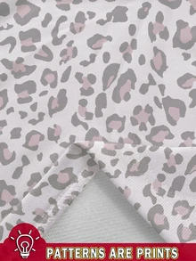 SHEIN EZwear Women's White Animal Print Sweatshirt,Casual Everyday Autumn Spring Shoulder-Baring Leopard Print Loose Fit Cinched Waist Minimalist Washed Top - Multicolor - View 3