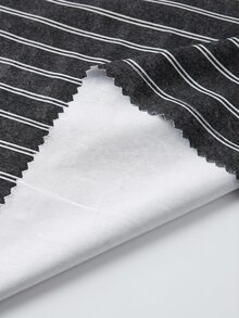 SHEIN EZwear 女士休闲条纹T恤短裤套装，夏季穿搭，美式休闲套装 - 彩色 - 查看 8