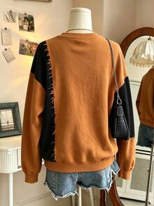 Lalippa 大尺碼女款拼色休閒百搭日常運動衫 - 彩色 - 查看 2