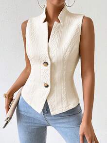 RosyDaze Women's Single-Breasted Suit Vest - Apricot - View 5