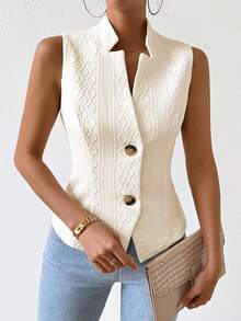 RosyDaze Women's Single-Breasted Suit Vest - Apricot - View 8