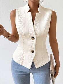RosyDaze Women's Single-Breasted Suit Vest - Apricot - View 3
