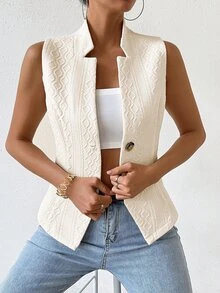 RosyDaze Women's Single-Breasted Suit Vest - Apricot - View 6