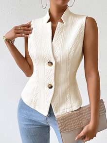 RosyDaze Women's Single-Breasted Suit Vest - Apricot - View 4