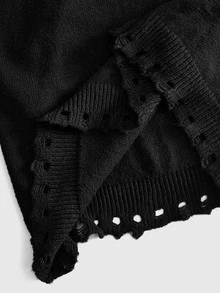ROMWE MEN Men's Crew Neck Centipede Dark Knit Sweater Streetwear - Black - View 6