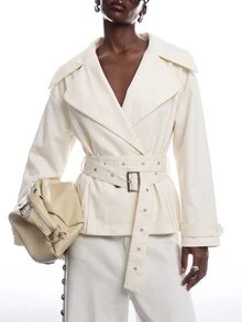 LYSMO Women's Fashion Button Long Sleeve Blazer - Apricot - View 1