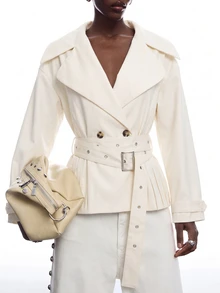 LYSMO Women's Fashion Button Long Sleeve Blazer - Apricot - View 6