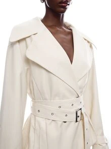 LYSMO Women's Fashion Button Long Sleeve Blazer - Apricot - View 3