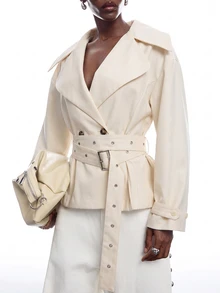 LYSMO Women's Fashion Button Long Sleeve Blazer - Apricot - View 4