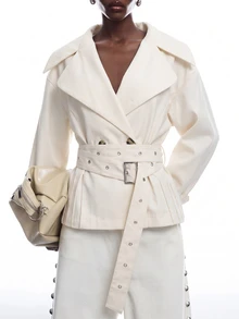 LYSMO Women's Fashion Button Long Sleeve Blazer - Apricot - View 8