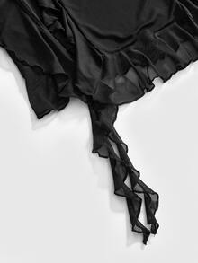 ROMWE Gothic Cross Pendant Hem High Slit Women's Long Dress - Black - View 11