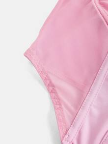 SHEIN Sweetina White Corset Hook And Eye Front Mesh Insert Cami Top - Pink - View 4