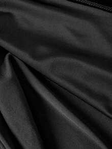 ROMWE Goth Style Plus Size Fur Collar Open Front Sleeve Patchwork Gold Velvet Long Sleeve Jacket Halloween - Black - View 5