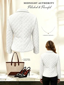 Yalmera Women's Winter Button Long Sleeve Comfortable Padded Coat - White - View 2