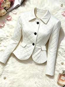 Yalmera Women's Winter Button Long Sleeve Comfortable Padded Coat - White - View 6