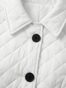 Yalmera Women's Winter Button Long Sleeve Comfortable Padded Coat - White - View 4