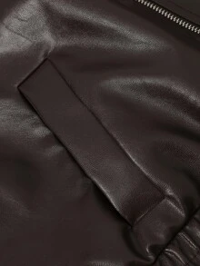 SHEIN PariChic Women's Autumn/Winter Street Casual Party Slim Fit PU Jacket - Coffee Brown - View 5
