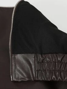 SHEIN PariChic Women's Autumn/Winter Street Casual Party Slim Fit PU Jacket - Coffee Brown - View 7