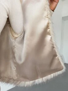 Firerie 女款秋冬時尚無袖人造毛皮夾克 - 杏色 - 查看 7