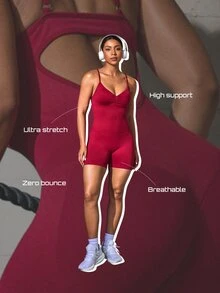 Solea Cove Rompi Olahraga Wanita Tanpa Punggung dengan Tali Bahu Tipis Warna Polos - Burgundy - View 7