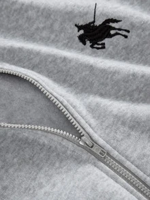 SHEIN Girlism Kids Tween Girls Grey Graphic Striped Embroidery Zipper Hooded 3 Pieces Pullover Sweatshirt Sweatshirt Sweatpants Tracksuit Set Cozy Fall - Grey - View 7