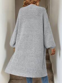 Easowa Drop Shoulder Ribbed Knit Duster Cardigan,Long Sleeve Tops In Autumn/ Brunch Travel Light Grey Casual - Grey - View 2