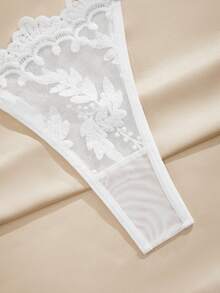Charlaine Embroidery Sheer Mesh Underwire Lingerie Set Bridallingerie - White - View 4