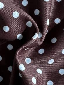 SHEIN Swim 女款細肩帶棕色波點花卉印花性感熱帶70年代海灘派對度假泳裝套裝 夏季 - 棕色 - 查看 8