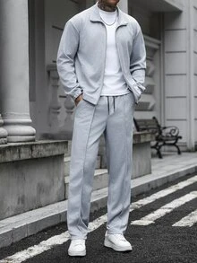 Manfinity Homme Men's 2 Pieces Casual Jacket And Pants Set - Grey - View 3