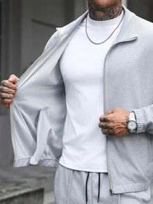 Manfinity Homme Men's 2 Pieces Casual Jacket And Pants Set - Grey - View 8