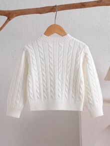 SHEIN 女嬰騎士刺繡長袖單排扣休閒針織秋季開襟衫 - 粉色 - 查看 2