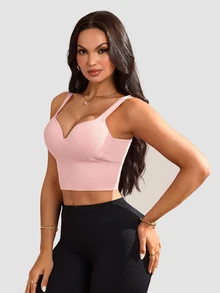 Slayform Women's Casual Minimalist Sports Bra For Yoga And Fitness - Pink - View 4
