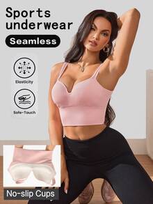 Slayform Women's Casual Minimalist Sports Bra For Yoga And Fitness - Pink - View 6