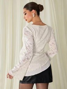 MaterniChic Maternity Floral Print Casual Everyday T-Shirt - Apricot - View 5