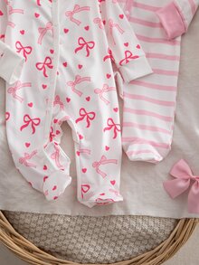 SHEIN Vintaside Kids 2件組 2026新款嬰兒秋季/冬季套裝 精緻花卉長袖睡衣 粉色可愛甜美 柔軟舒適家居服睡衣禮物 - 彩色 - 查看 7