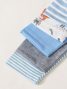 SHEIN Playful Pals 5pcs Baby Boy Striped & Star Print Pants Set Autumn Fall - Multicolor - View 7