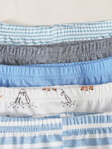 SHEIN Playful Pals 5pcs Baby Boy Striped & Star Print Pants Set Autumn Fall - Multicolor - View 8
