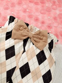 Vintaside Kids Baby Girls' Cute Heart Leopard Print Long Sleeve Bodysuit, Ruffled Tee Pants Set, Christmas Family Matching Tan Black And White Checkered Autumn - Khaki - View 8