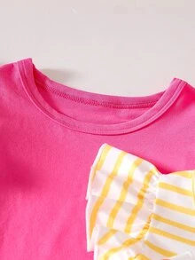SHEIN Playful Pals Random 1 Pc Baby Girl Sweet Cute Fruit Floral Heart Pattern Printed Flutter Sleeve Top, Suitable For Summer Casual Minimalist Daily Wear - Multicolor - View 7