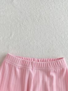 SHEIN 2件組 幼兒女嬰衛衣長褲套裝 粉色 3D花朵荷葉邊 長袖圓領 生日家庭里程碑派對 秋季淺粉色 - 粉色 - 查看 6