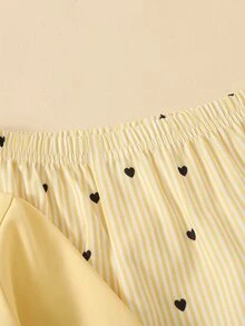 Baby Girl Heart Pattern Long Sleeve T-Shirt And Pants Casual Daily Outfit - Yellow - View 8
