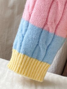 1件女款套頭毛衣，經典麻花編織素色時尚V領修身長袖中厚針織套頭衫，胸前黑色馬刺繡設計，舒適顯身材，適合單穿，春秋必備，適用日常休閒穿著或外出 - 彩色 - 查看 4
