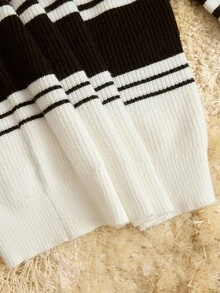 MOTF PREMIUM COLORBLOCK STRIPED PATTERN RAGLAN SLEEVE LOOSE SWEATER, SHIRT NOT INCLUDED - White - View 6